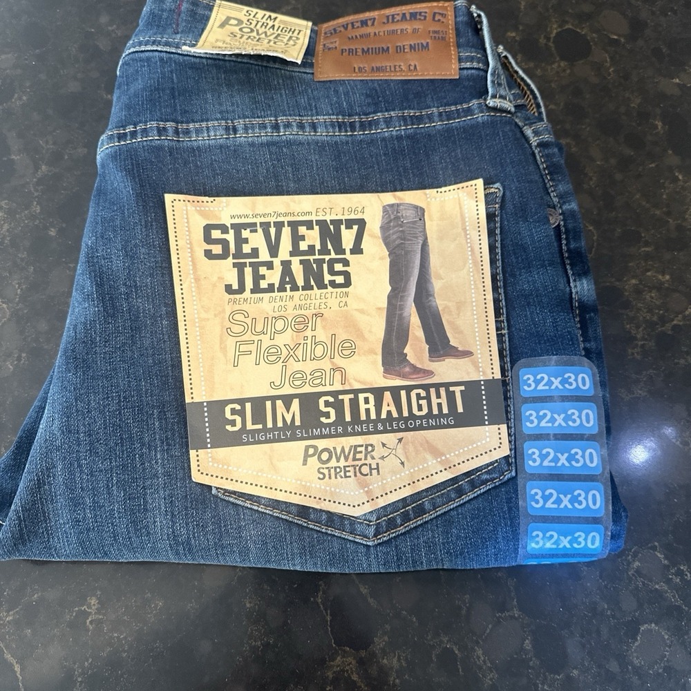 Seven7 Jeans Mens Tag Size W32 L30 Blue Straight Fit Denim Stretch Amsterdam